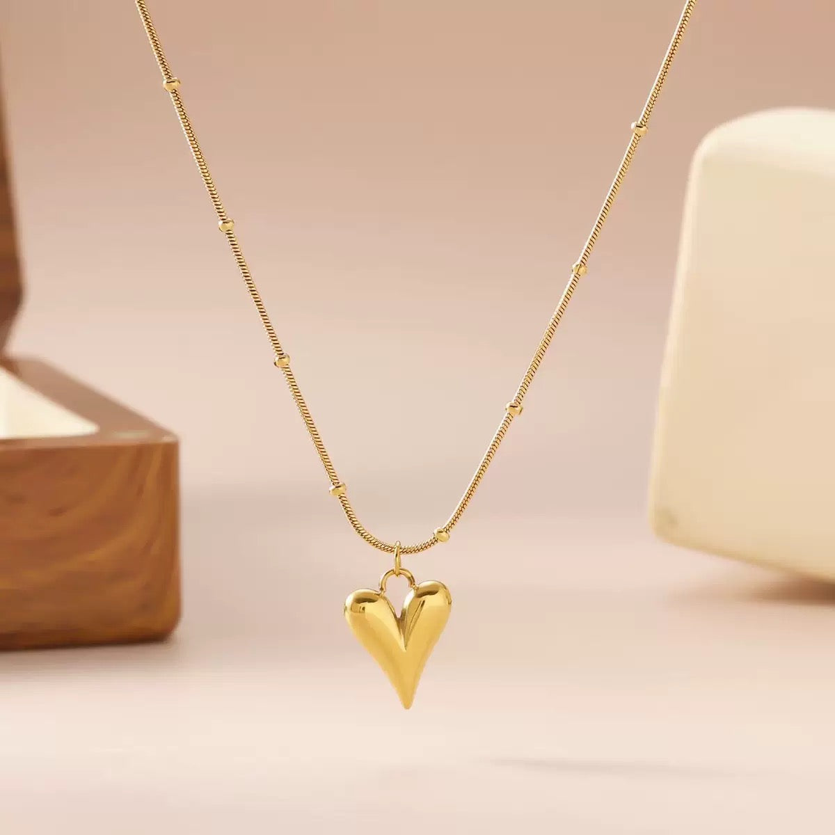 14K Gold "Eternal Love" Heart Pendant Necklace
