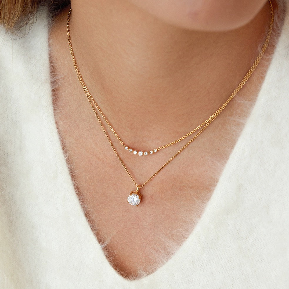Graduated Lab Grown Diamond Necklace in 14K Gold