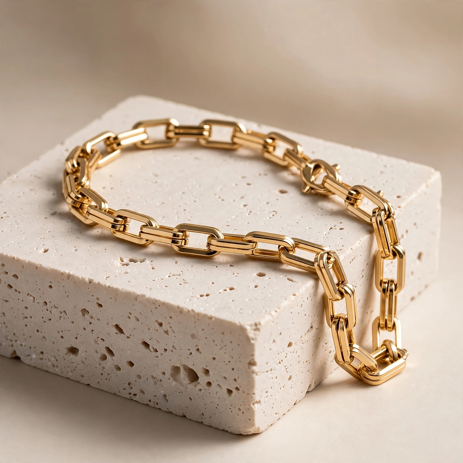 14K Gold Double Layer Paperclip Chain Bracelet