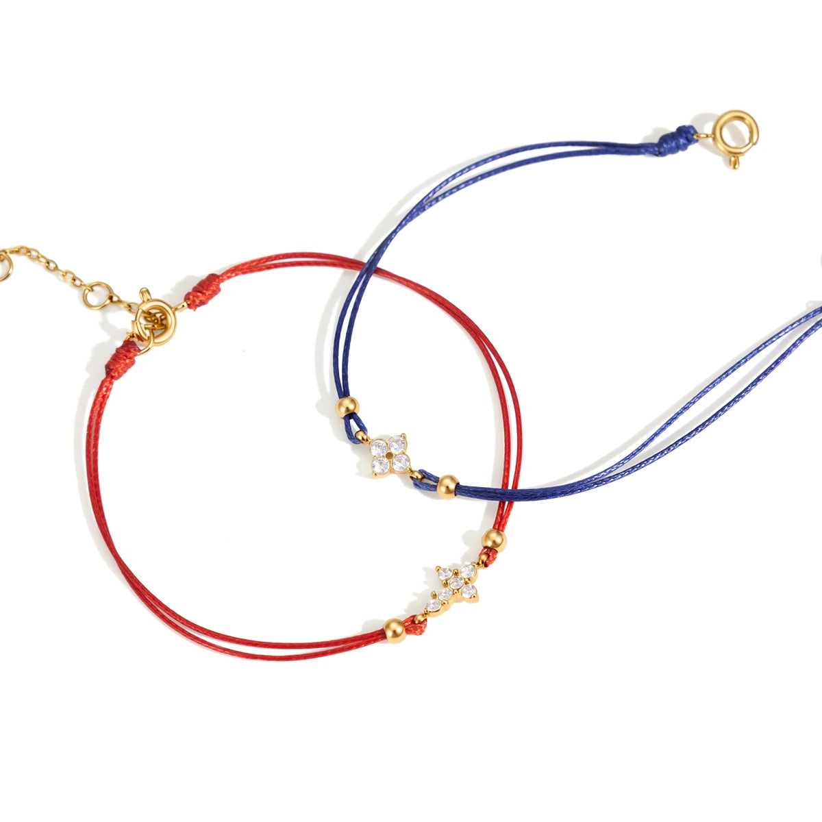 14K Gold Cross Cord Bracelet Set-Faith & Friendship Bracelets
