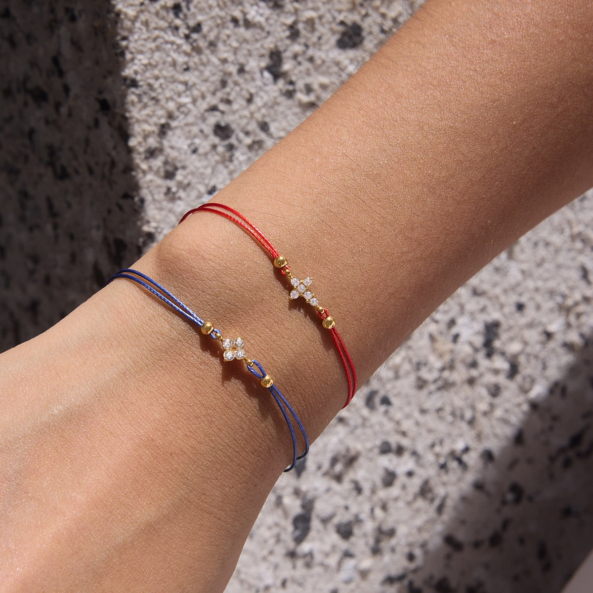 14K Gold Cross Cord Bracelet Set-Faith & Friendship Bracelets