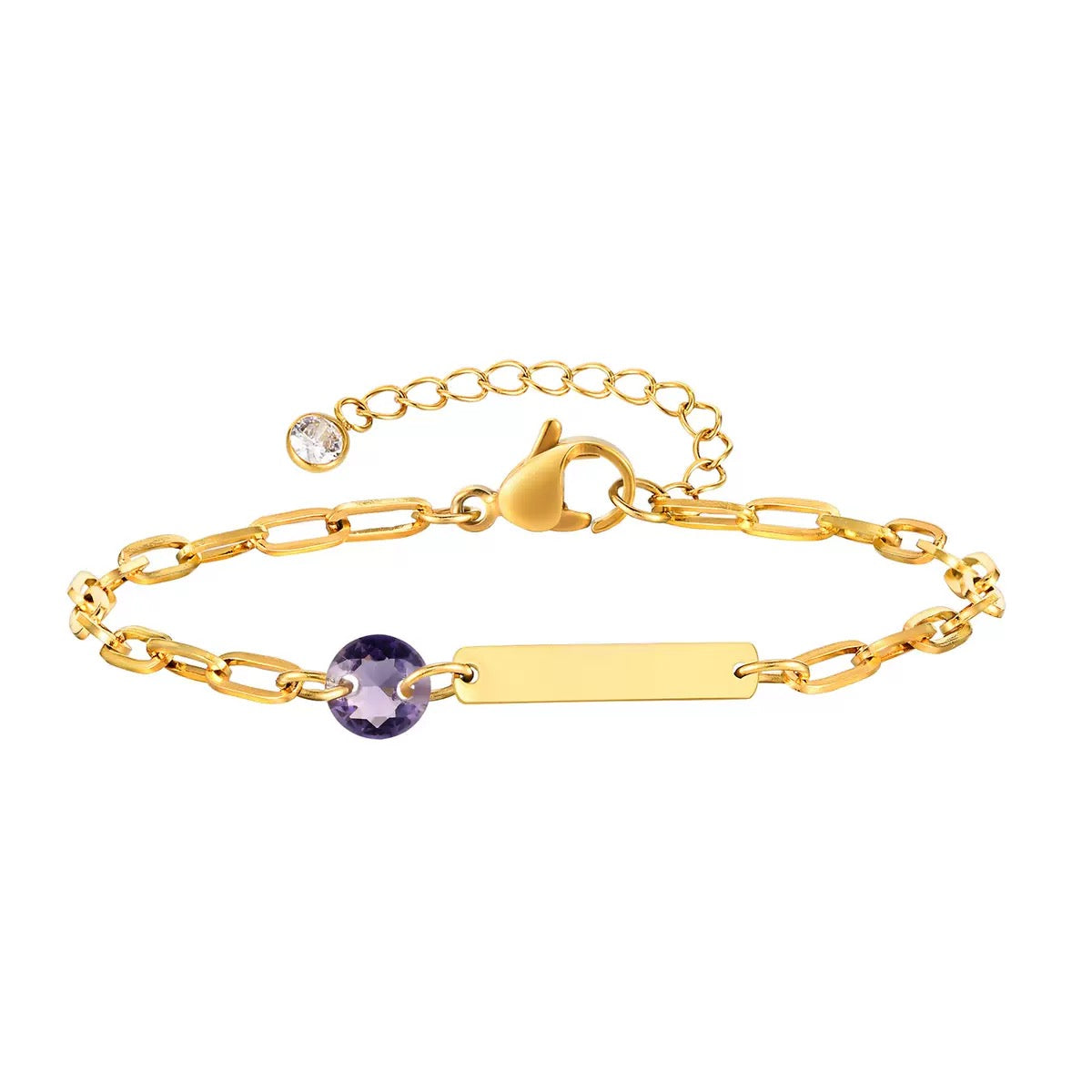 14K Gold Birthstone Charm Bracelet