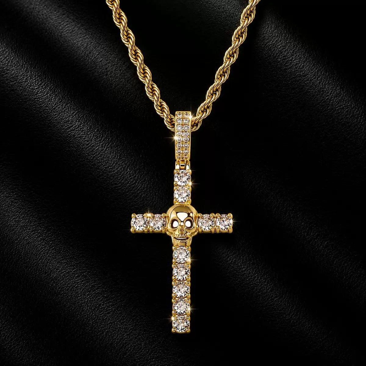 14K Gold CZ Skull Cross Pendant-News