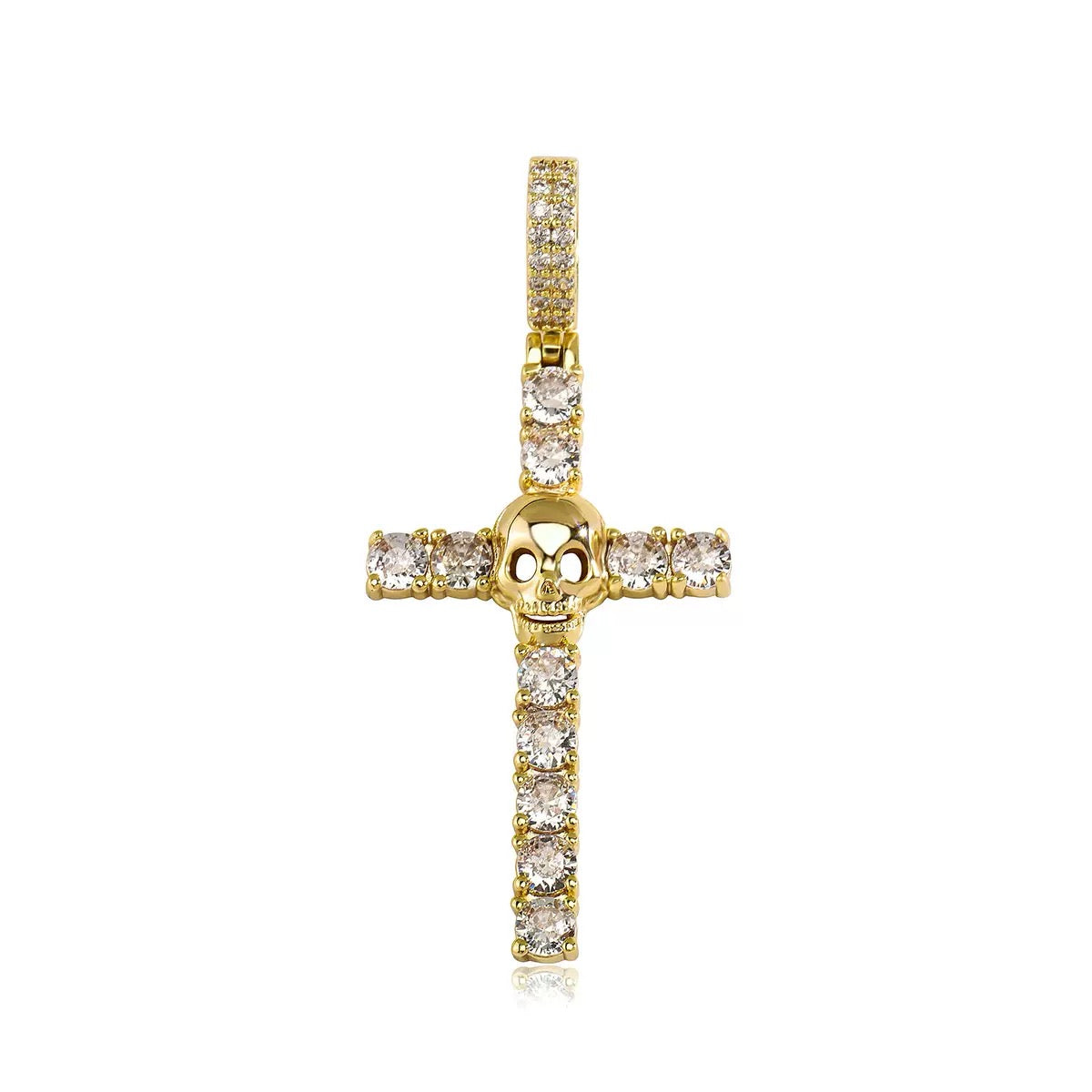 14K Gold CZ Skull Cross Pendant-News