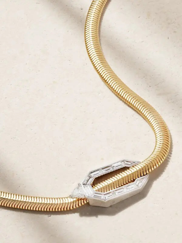 14K Gold Geometric Diamond Necklace