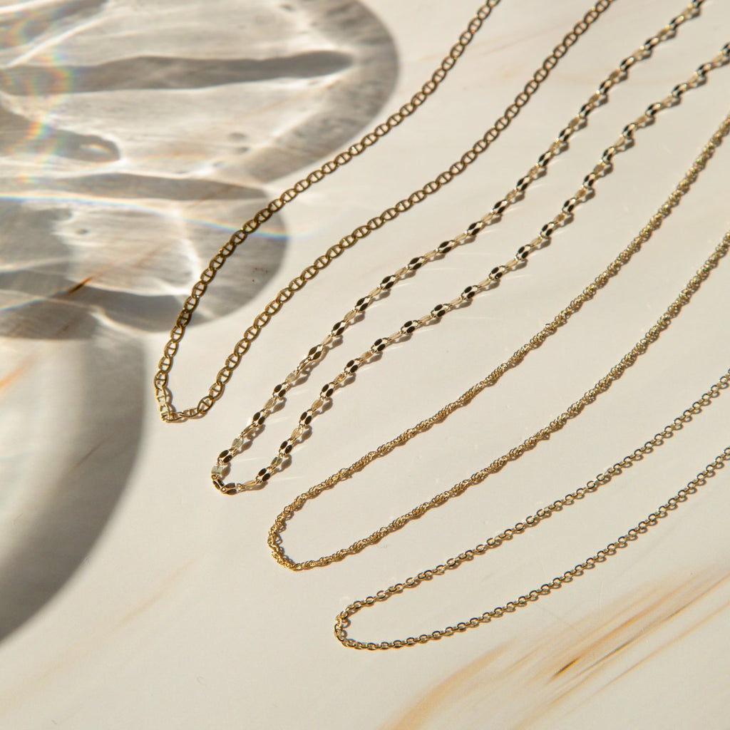 Singapore Chain Necklace - 14k Solid Gold