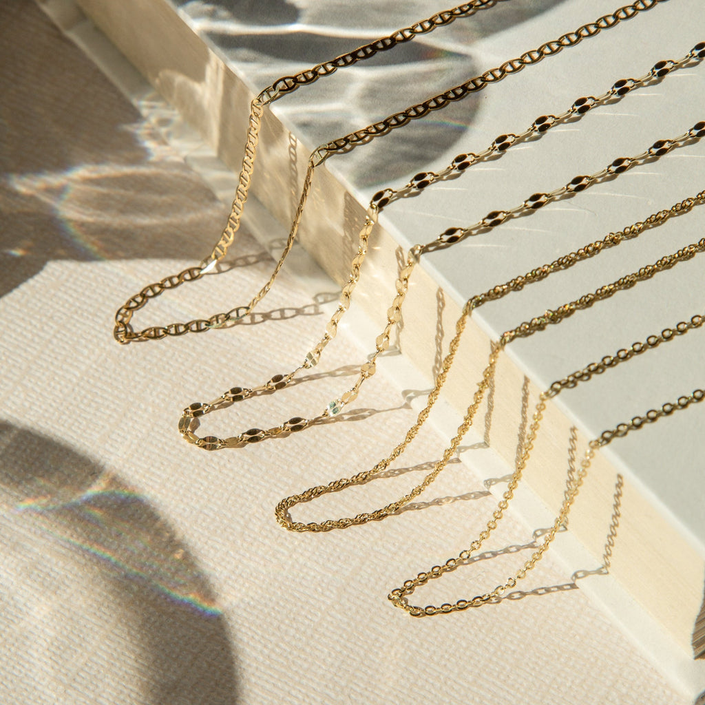 Dainty Mariner Chain Necklace - 14k Solid Gold