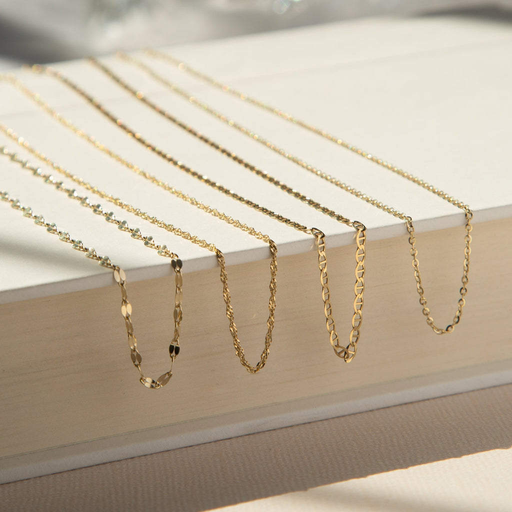 Dainty Cable Chain Necklace - 14k Solid Gold
