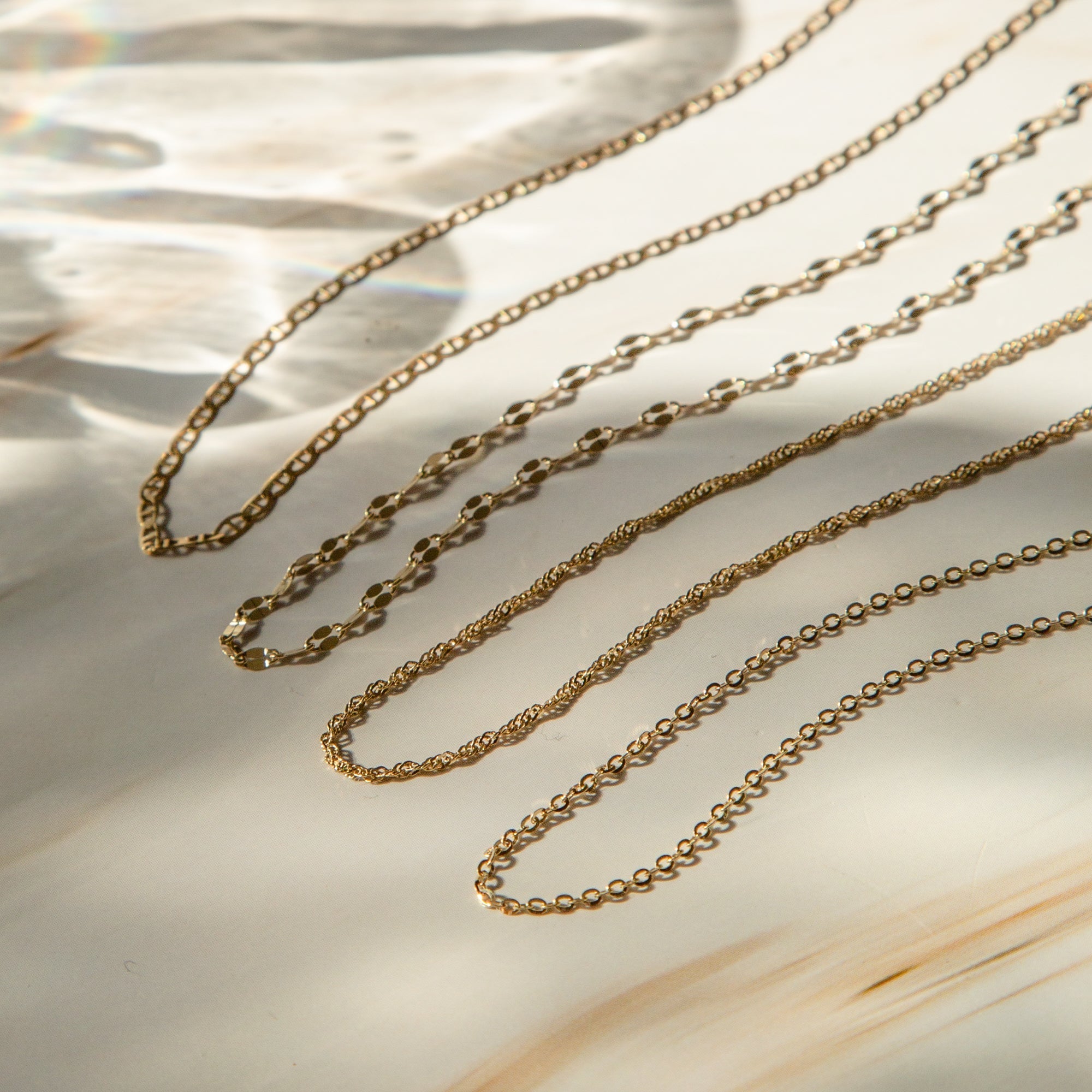 Dainty Cable Chain Necklace - 14k Solid Gold