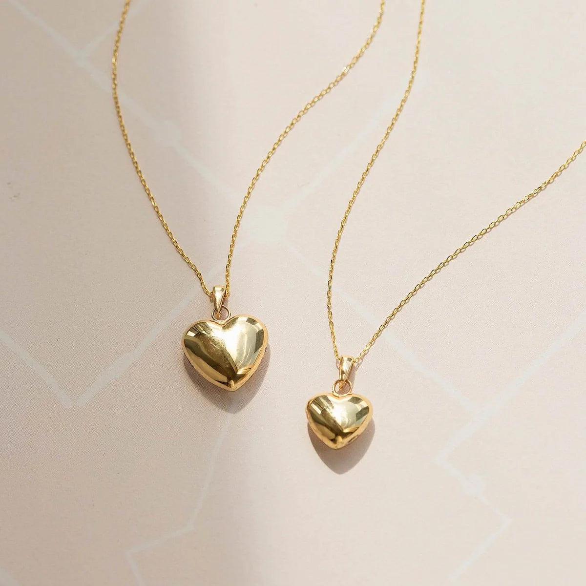 14K Gold Puffed Heart Necklace