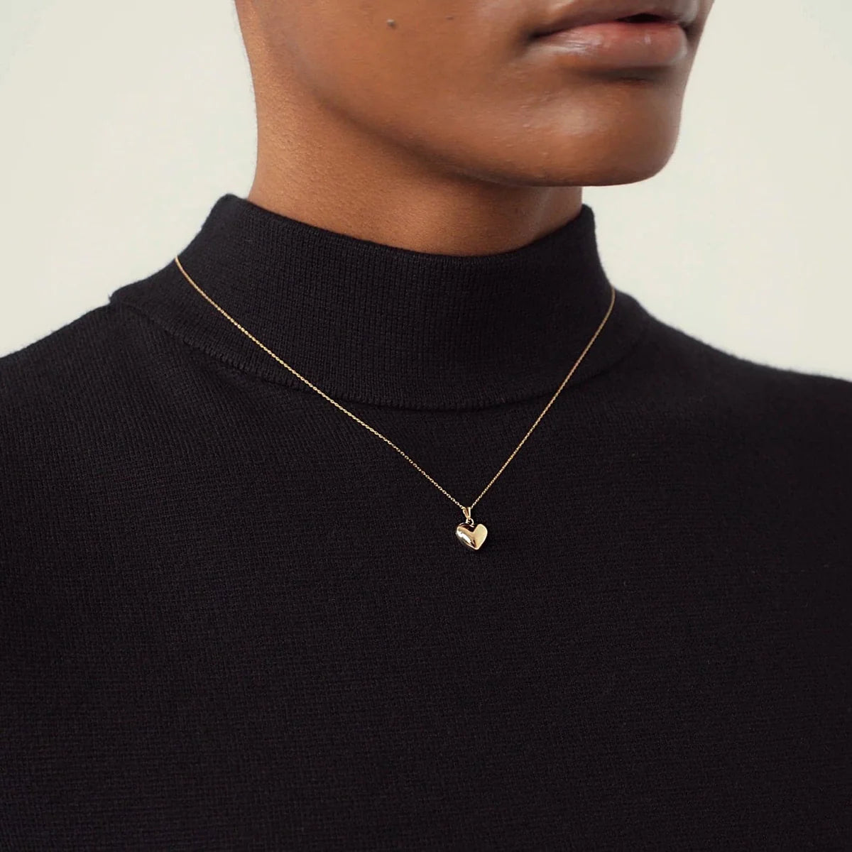 14K Gold Puffed Heart Necklace