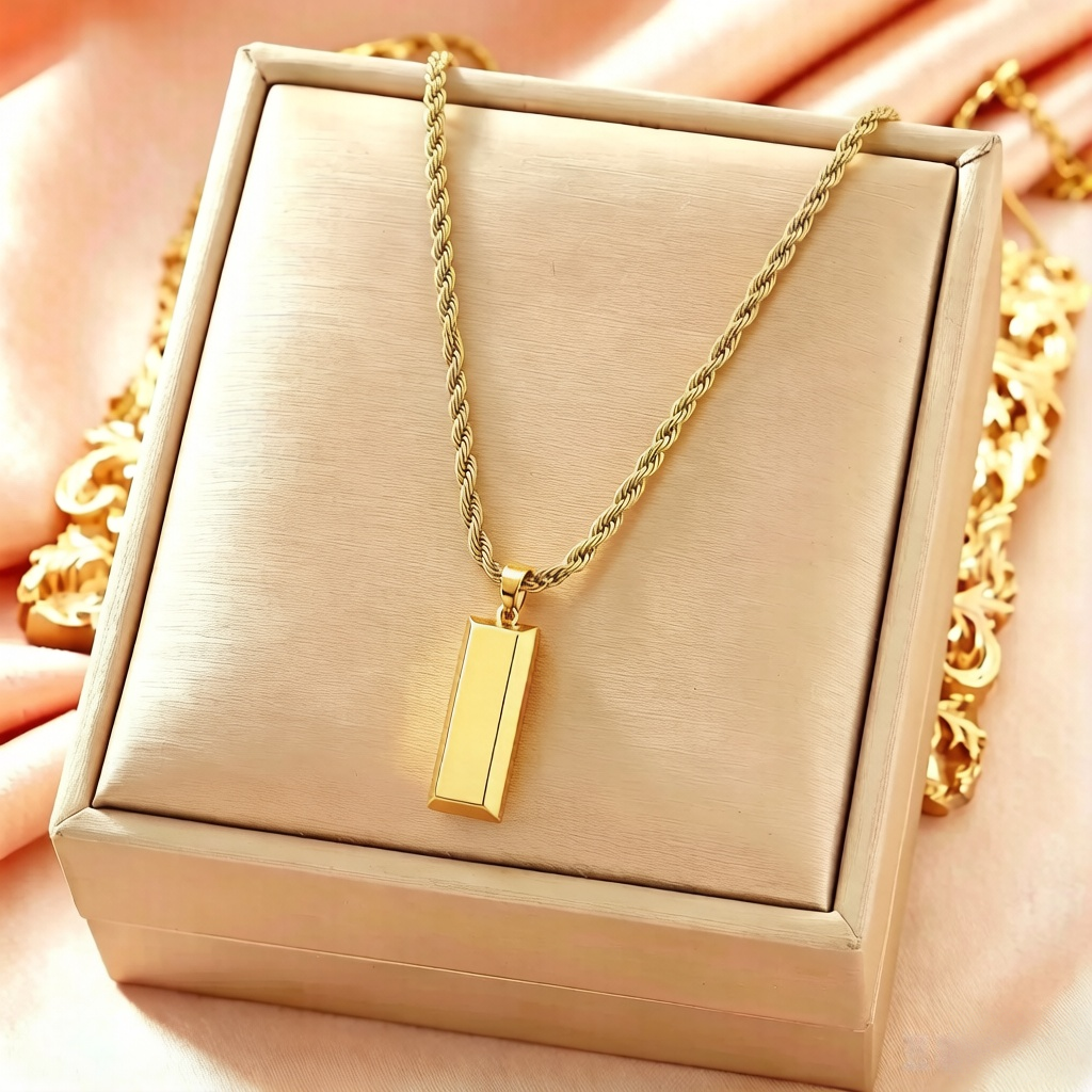 14K Gold Bar Pendant Necklace — Bold, Modern & Eye-Catching