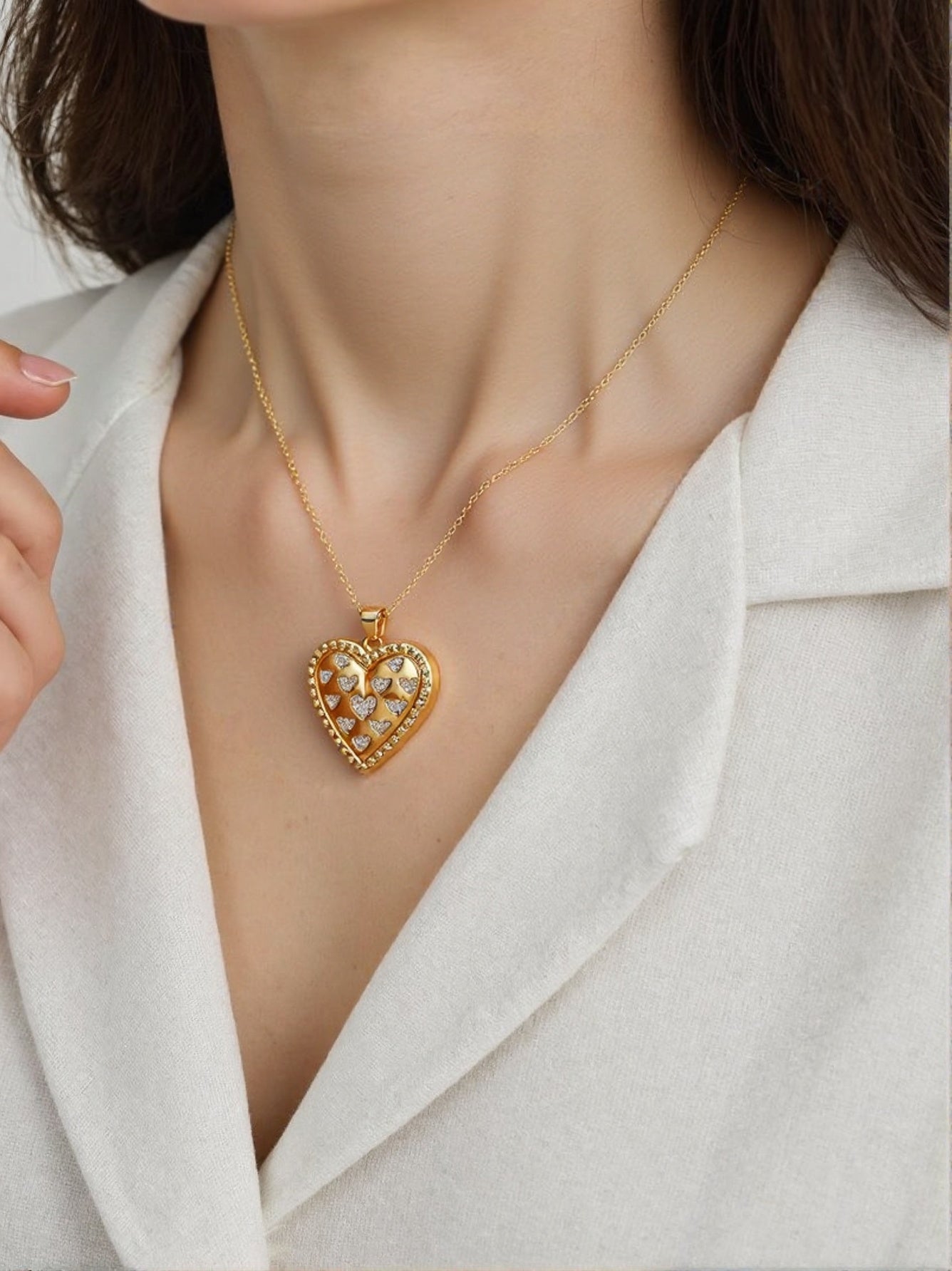 14K Gold Warm Sun Heart Necklace