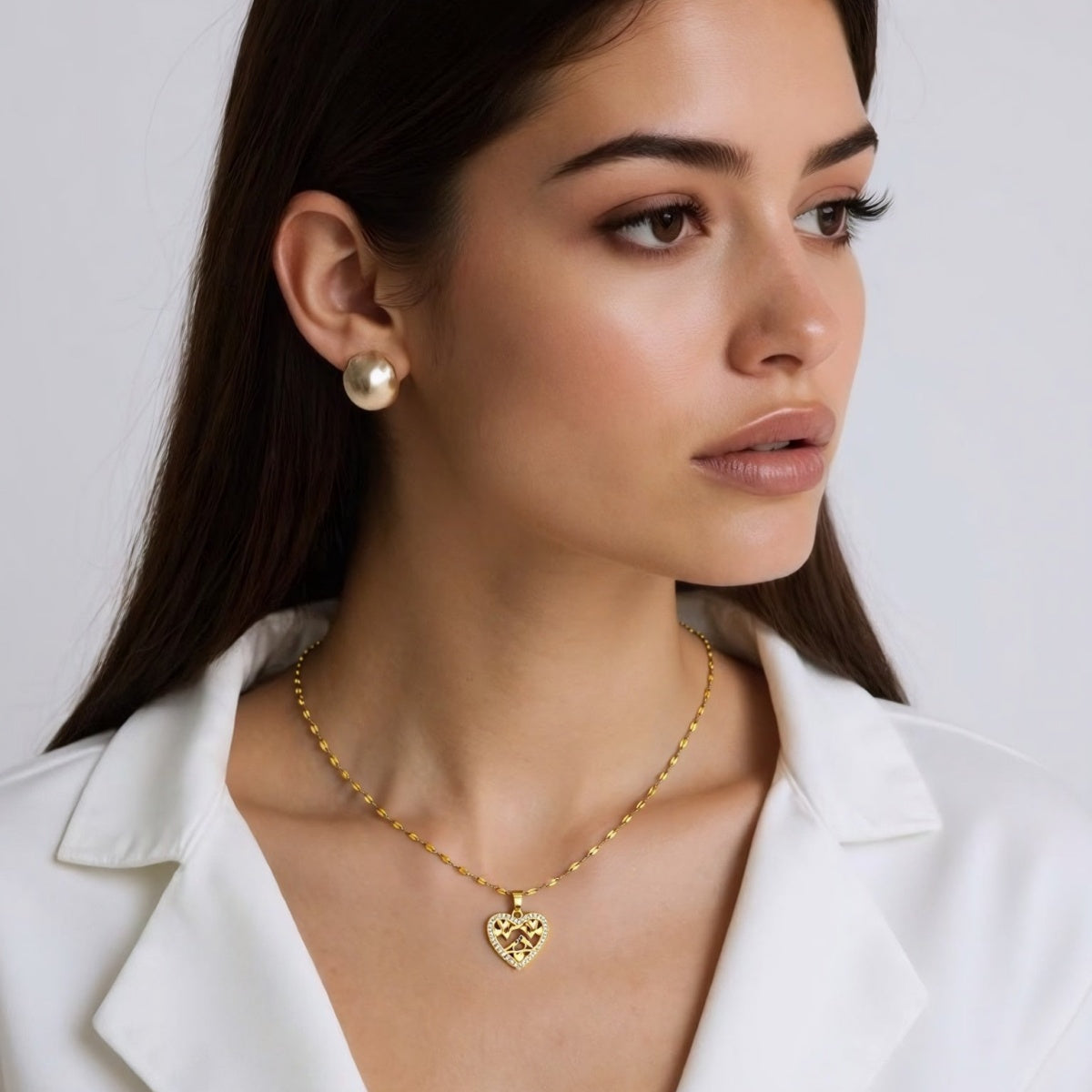 14K Gold Dazzling Heart Necklace