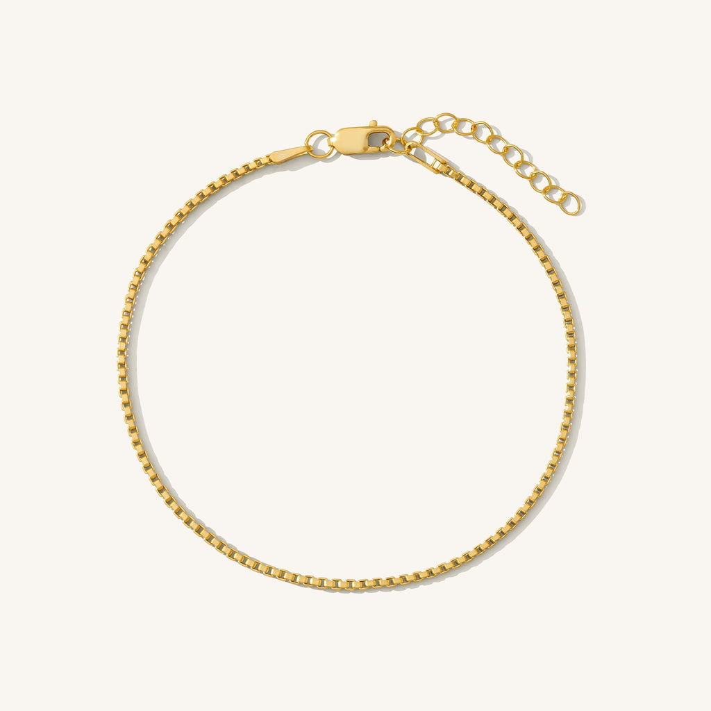 14K Gold Box Chain Bracelet
