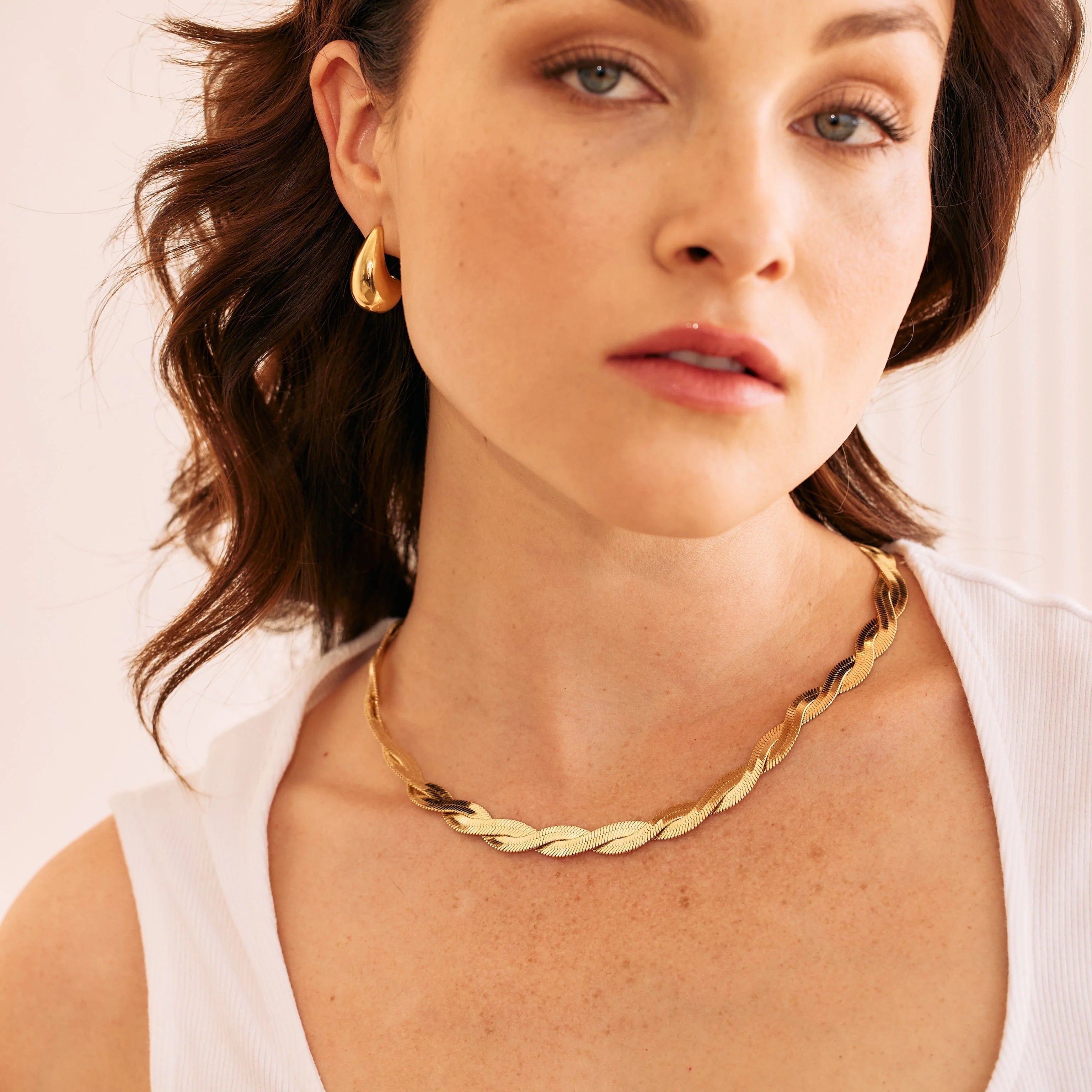 Twisted Herringbone Braided Chain Necklace