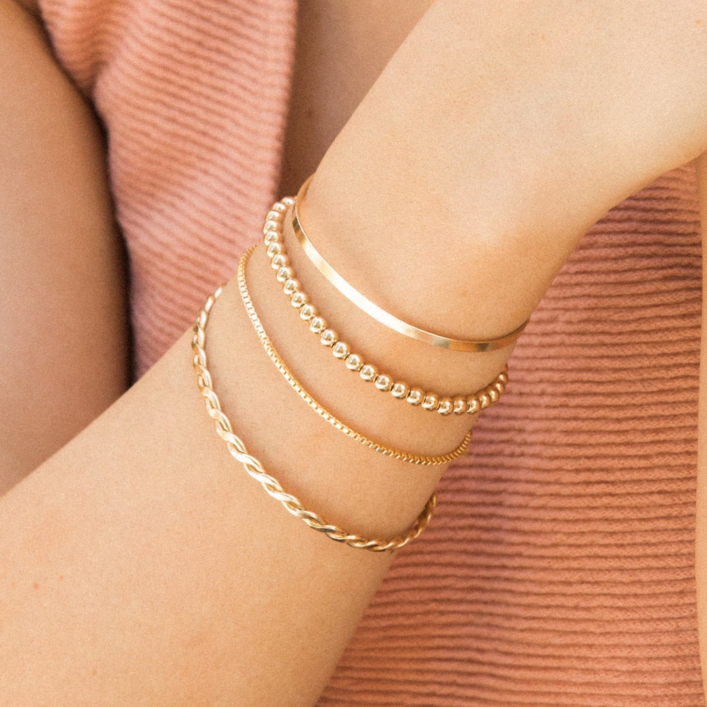 14K Gold Box Chain Bracelet