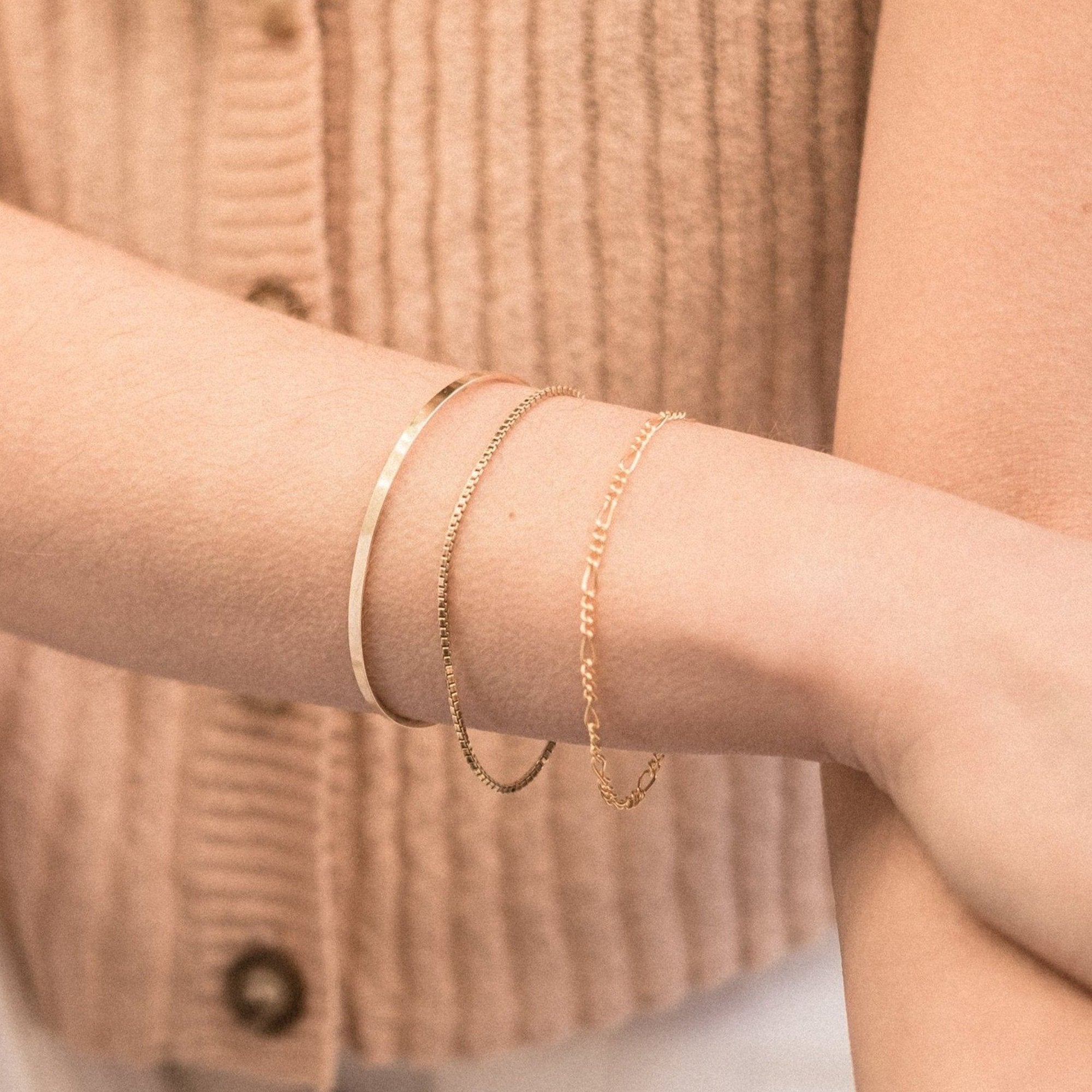 14K Gold Box Chain Bracelet