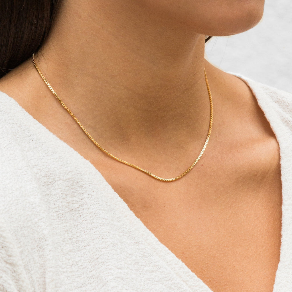 14K Gold Box Chain Necklace