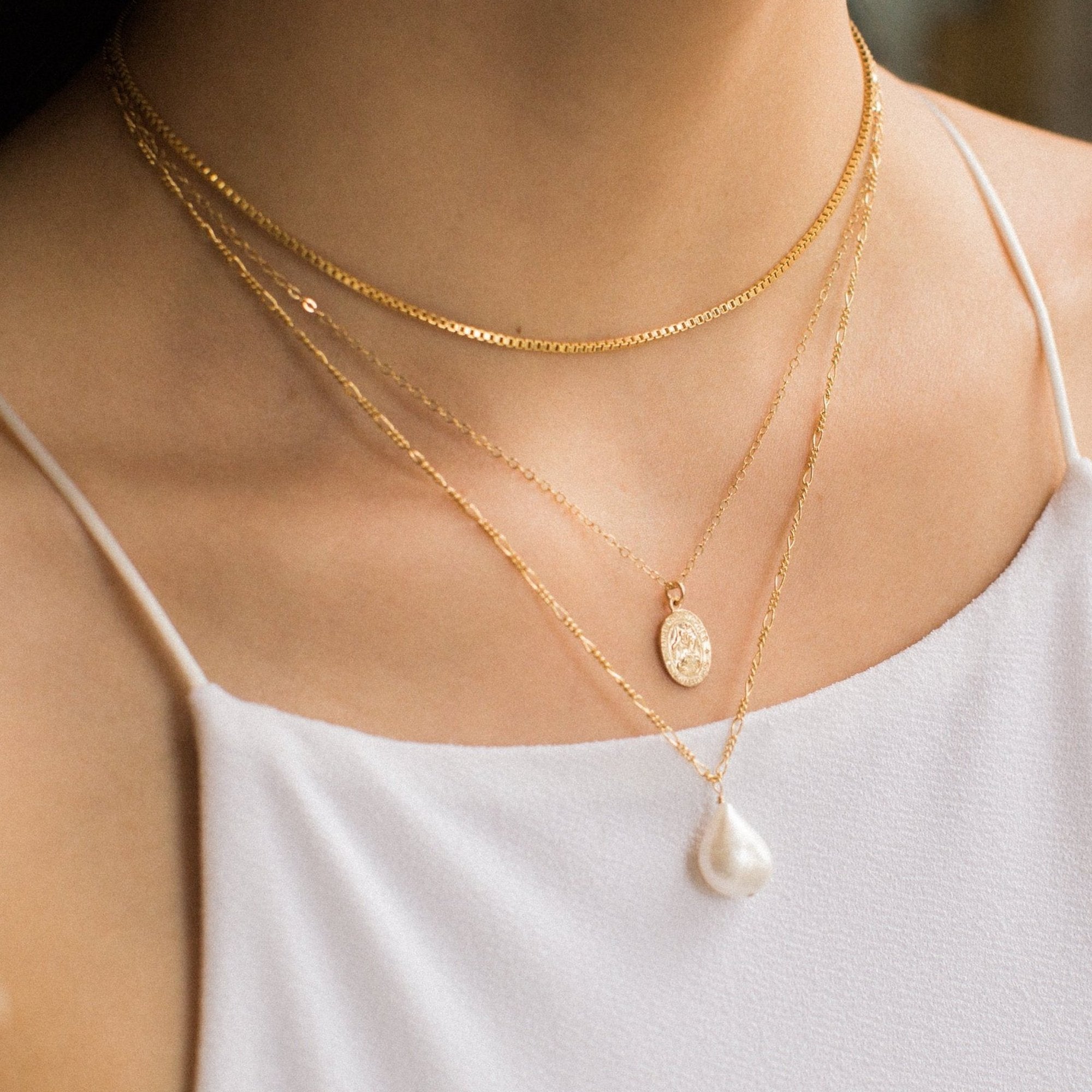 14K Gold Box Chain Necklace