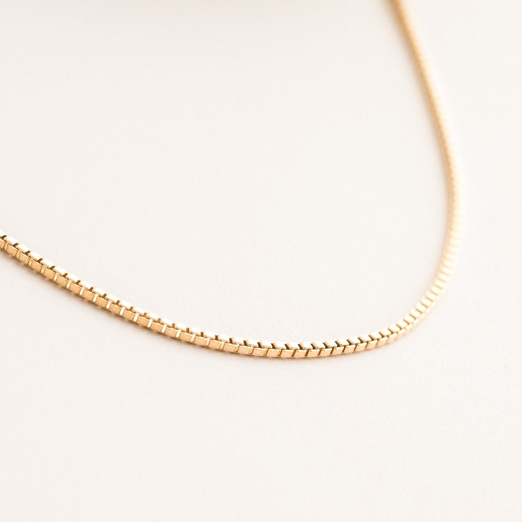 14K Gold Box Chain Necklace