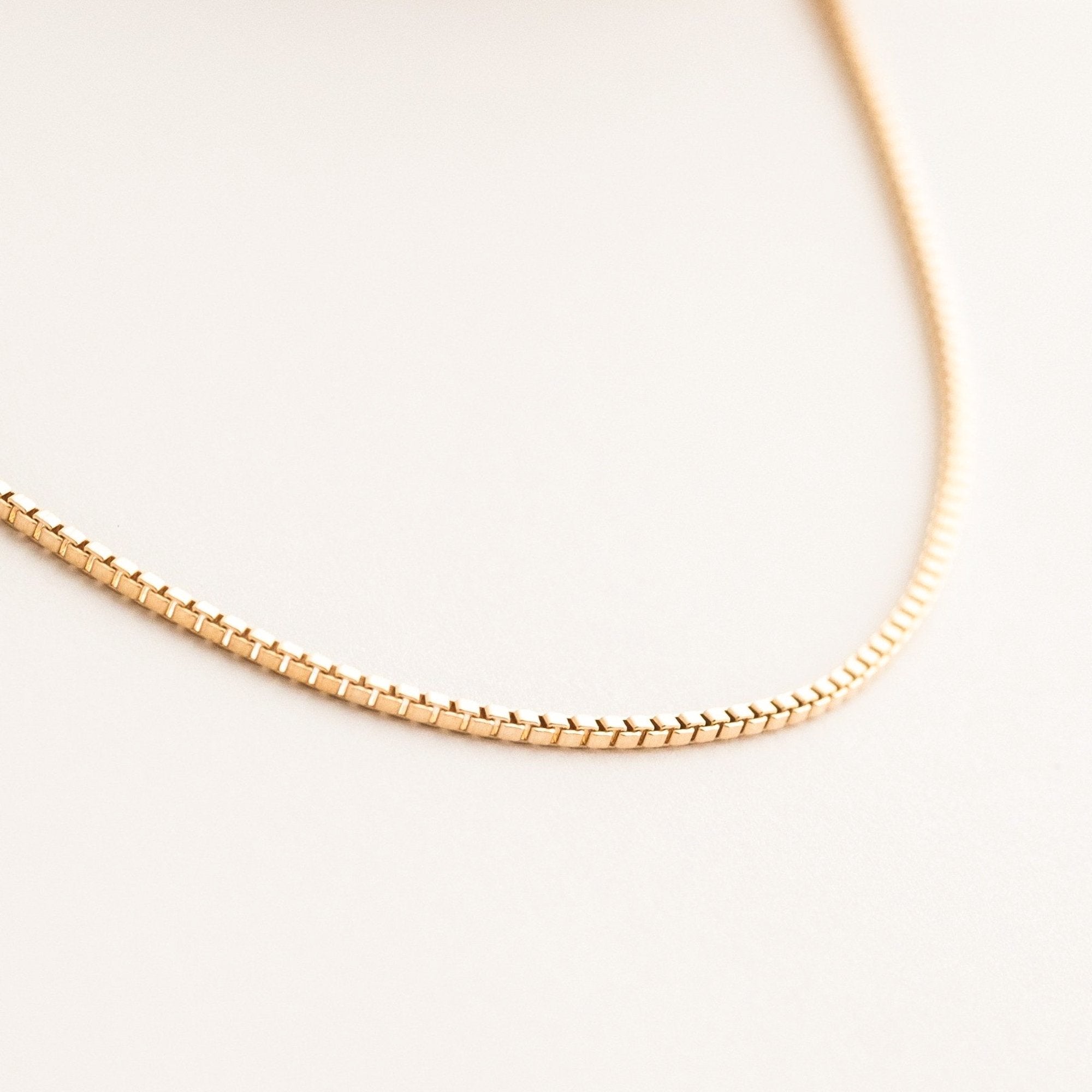 14K Gold Box Chain Necklace
