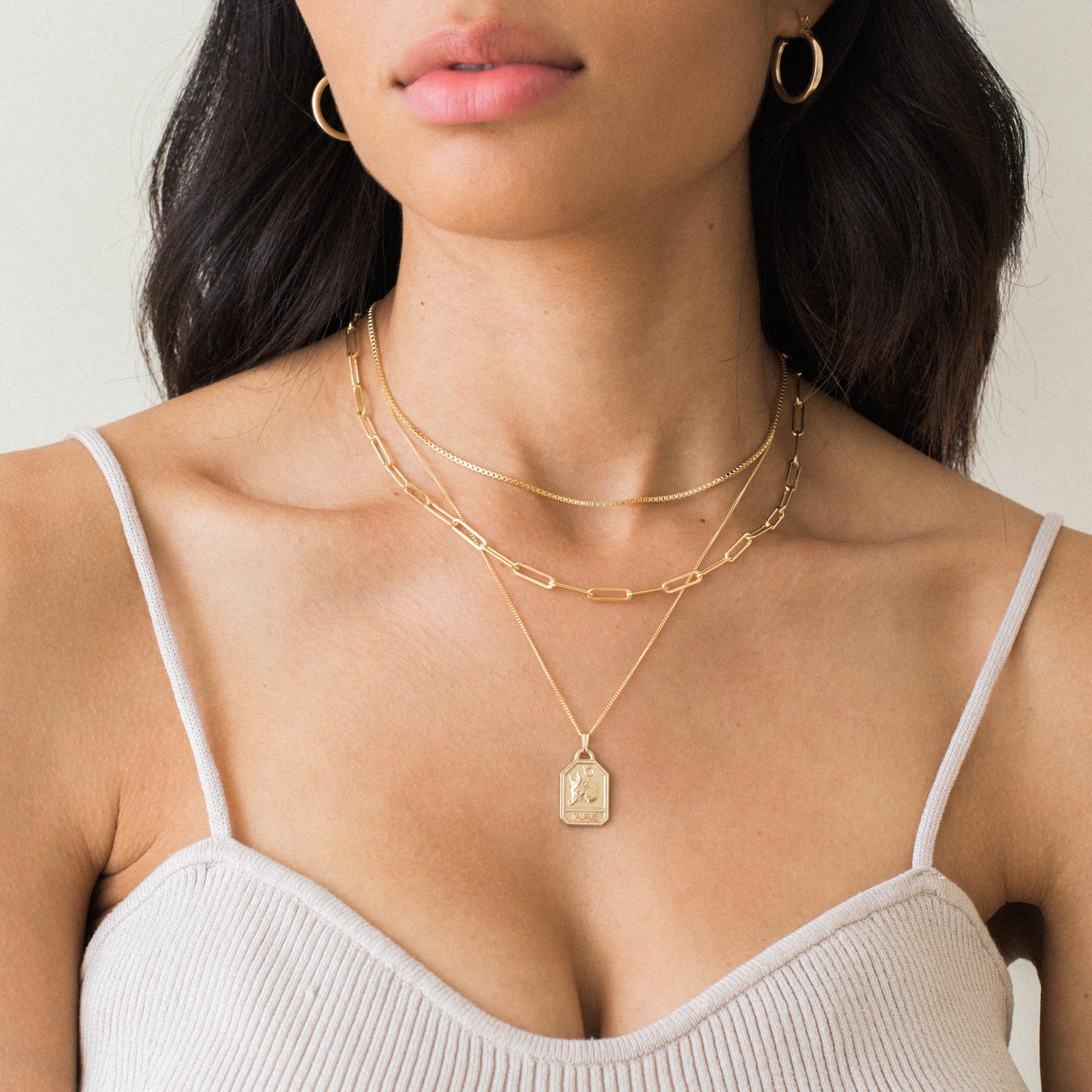 14K Gold Box Chain Necklace