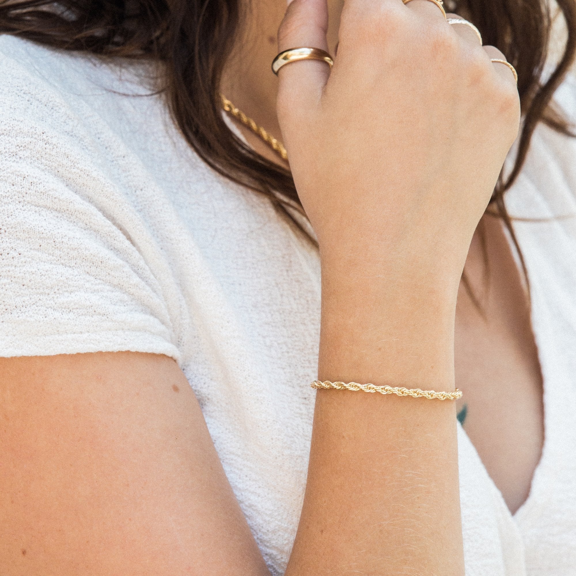 14K Gold Chunky Rope Chain Bracelet