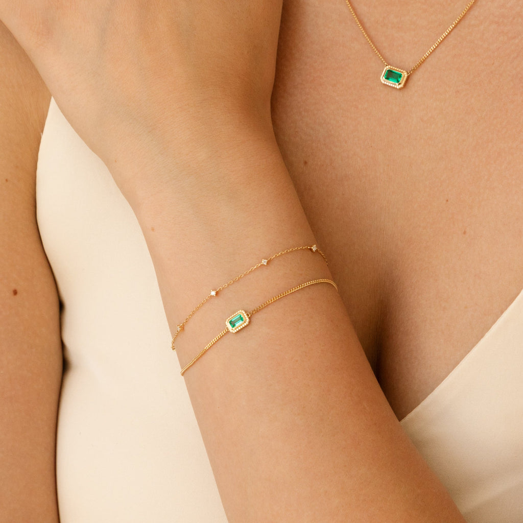 Ribbed Emerald Bracelet