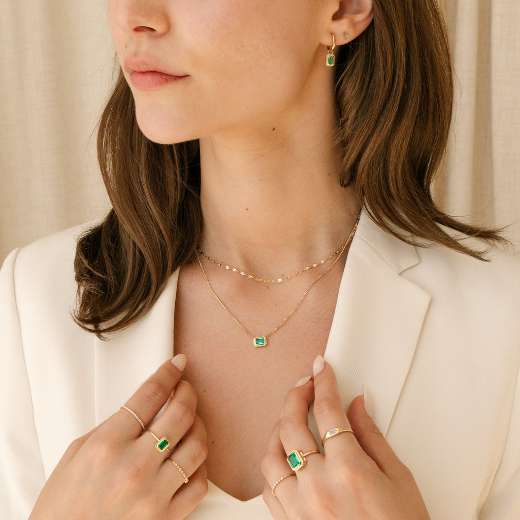 Statement Ribbed Emerald Ring