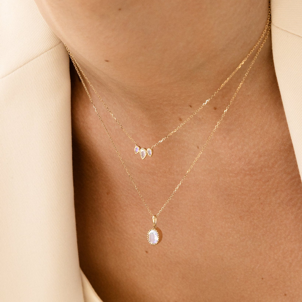 Triple Teardrop Moonstone Necklace