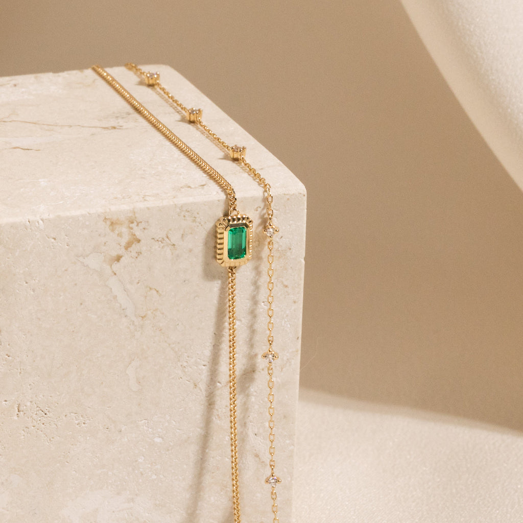 Ribbed Emerald Bracelet