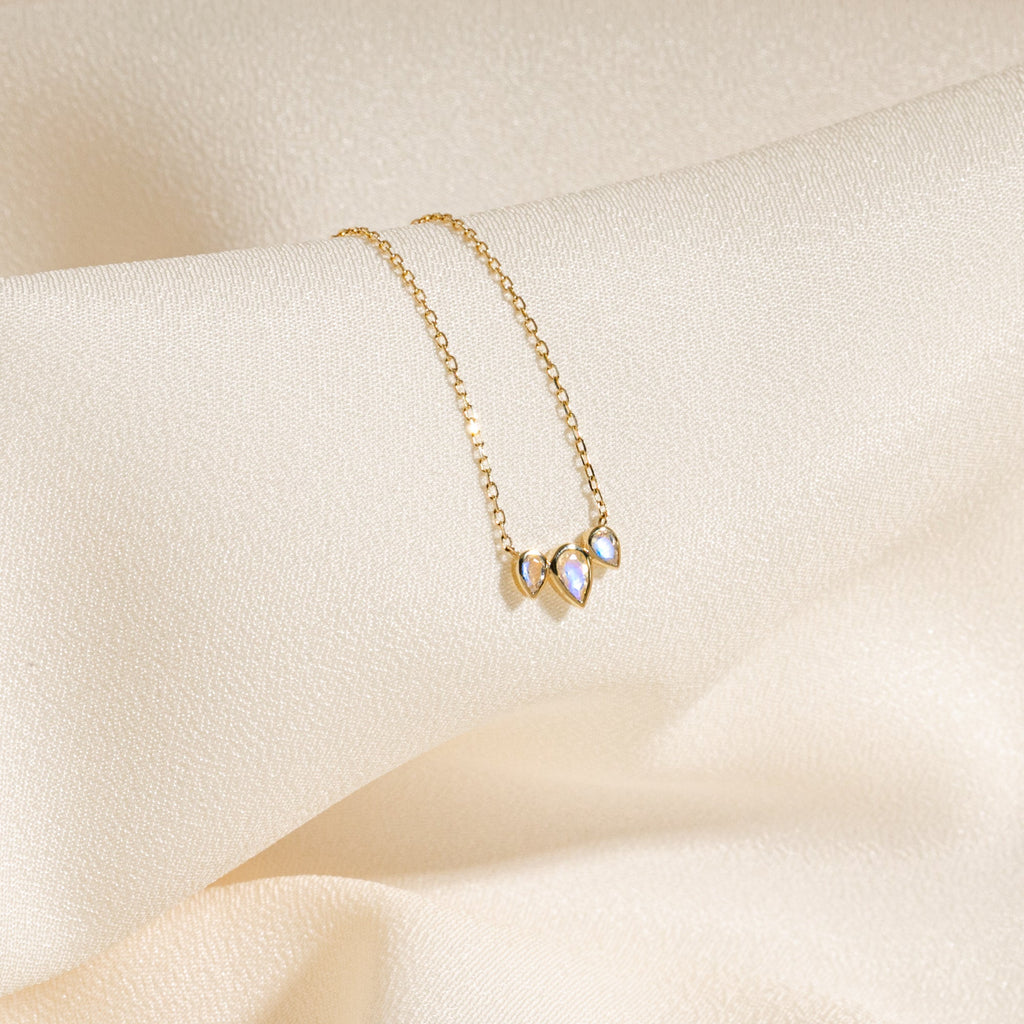 Triple Teardrop Moonstone Necklace