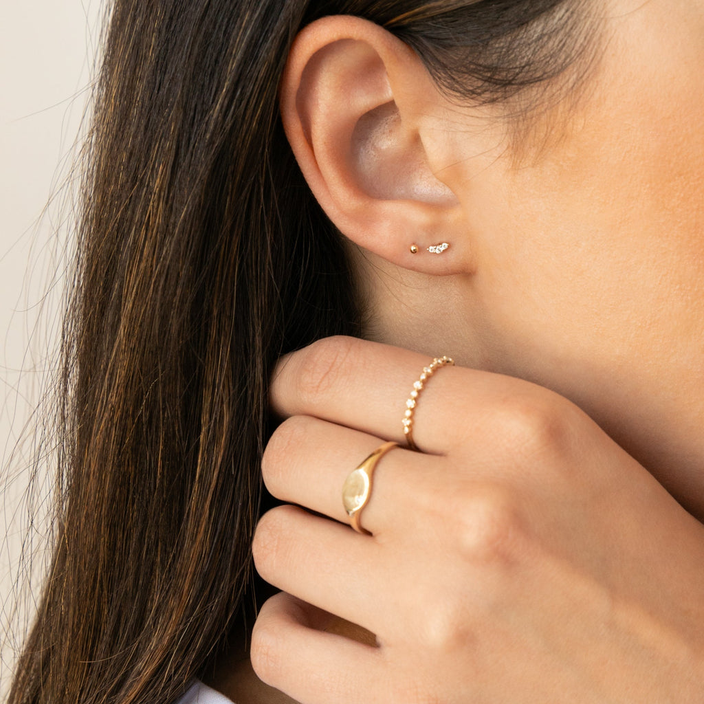 Curved Diamond Flat Back Stud Earring