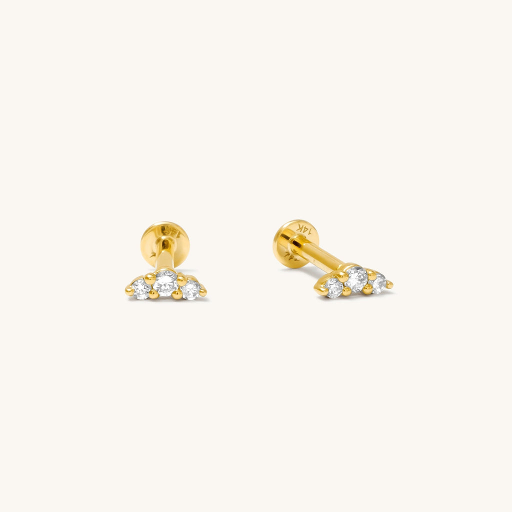 Curved Diamond Flat Back Stud Earring