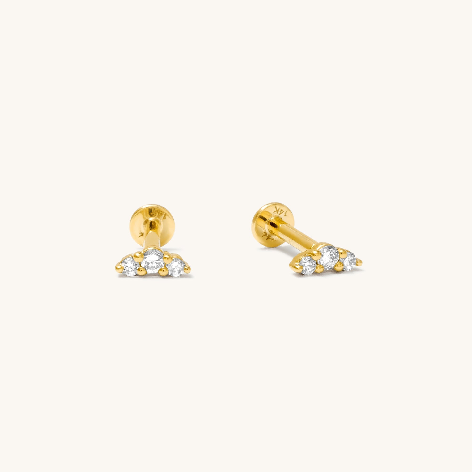 Curved Diamond Flat Back Stud Earring
