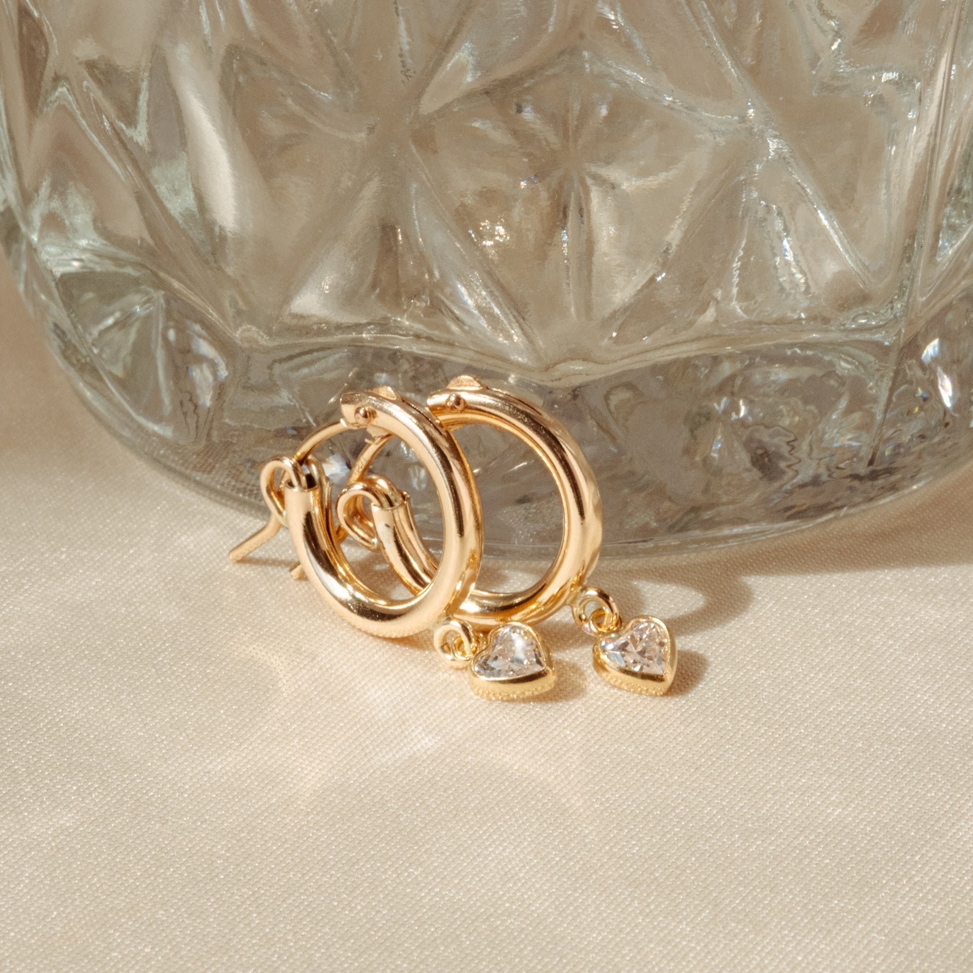 Tiny Heart CZ Hoop Earrings
