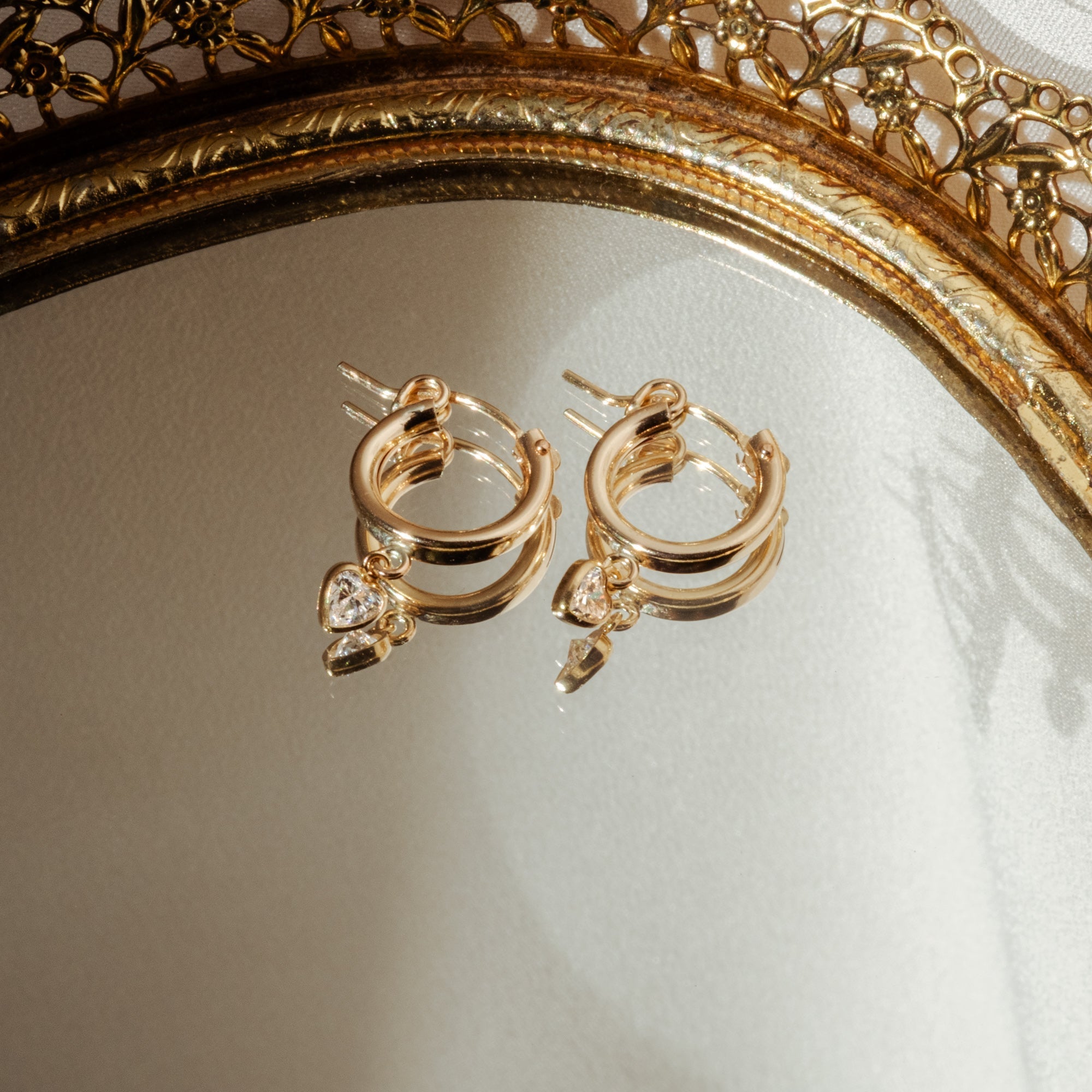 Tiny Heart CZ Hoop Earrings