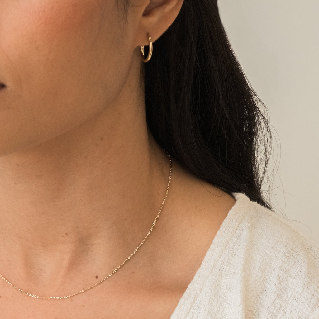Dainty Cable Chain Necklace - 14k Solid Gold