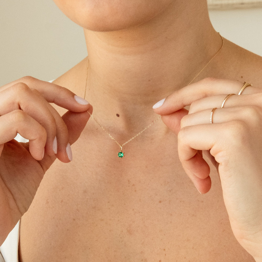 14k Birthstone Charm Necklace