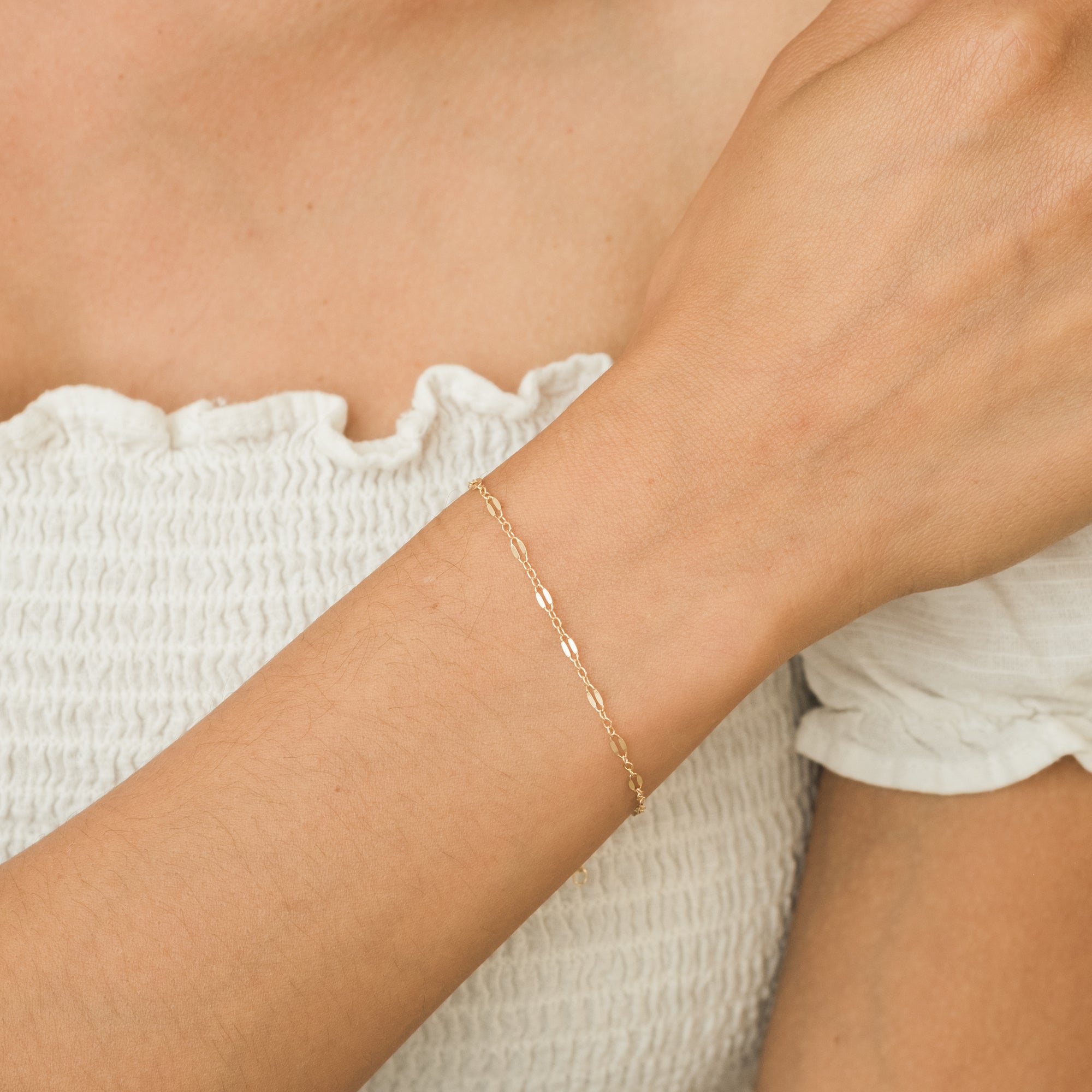 14K Gold Petal Chain Bracelet