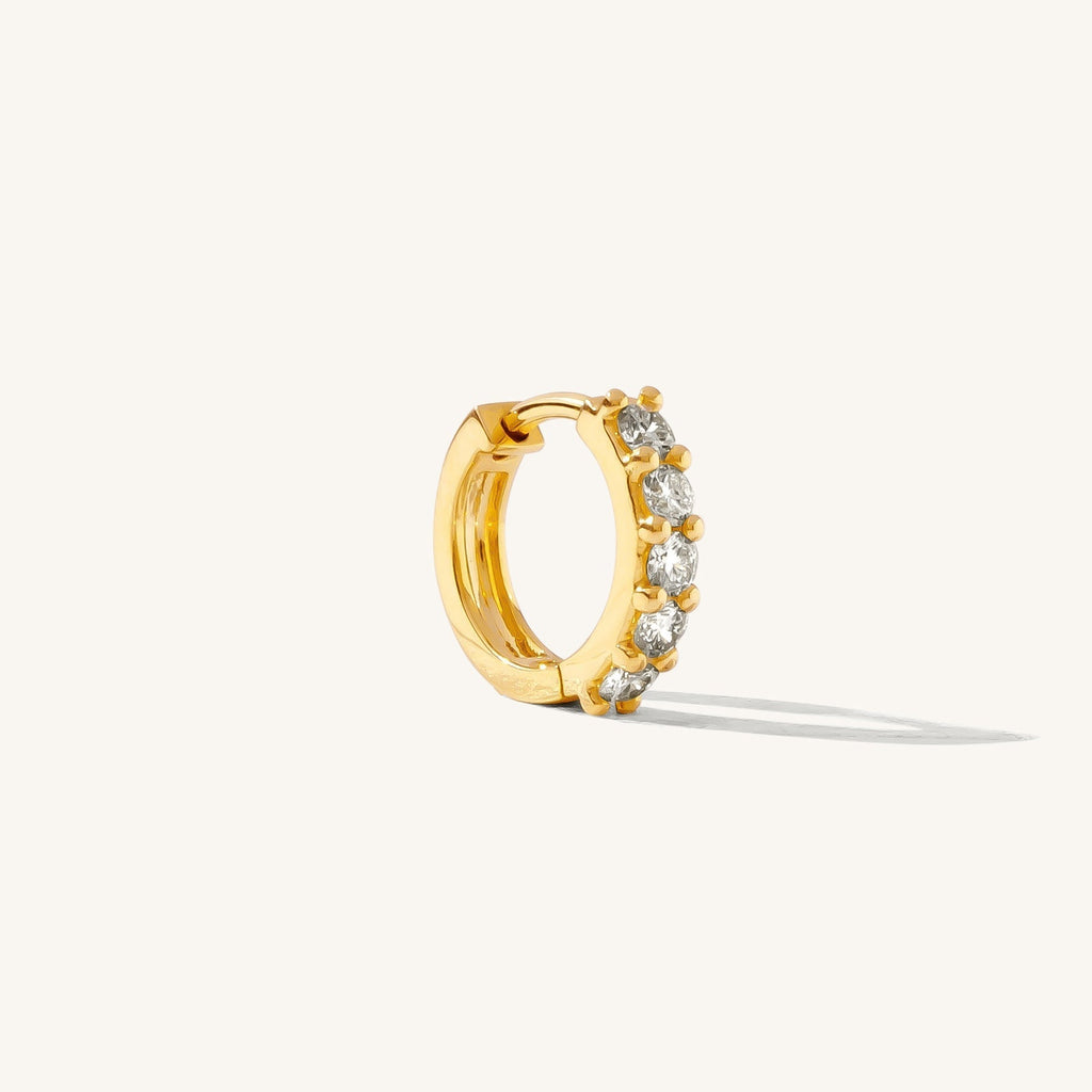 Chunky Diamond Huggie Hoop Earrings