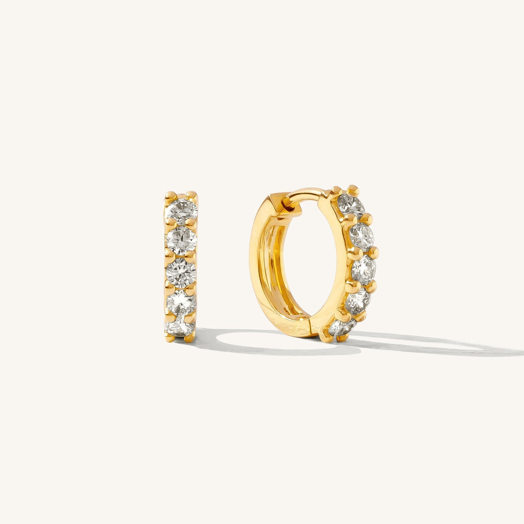 Chunky Diamond Huggie Hoop Earrings