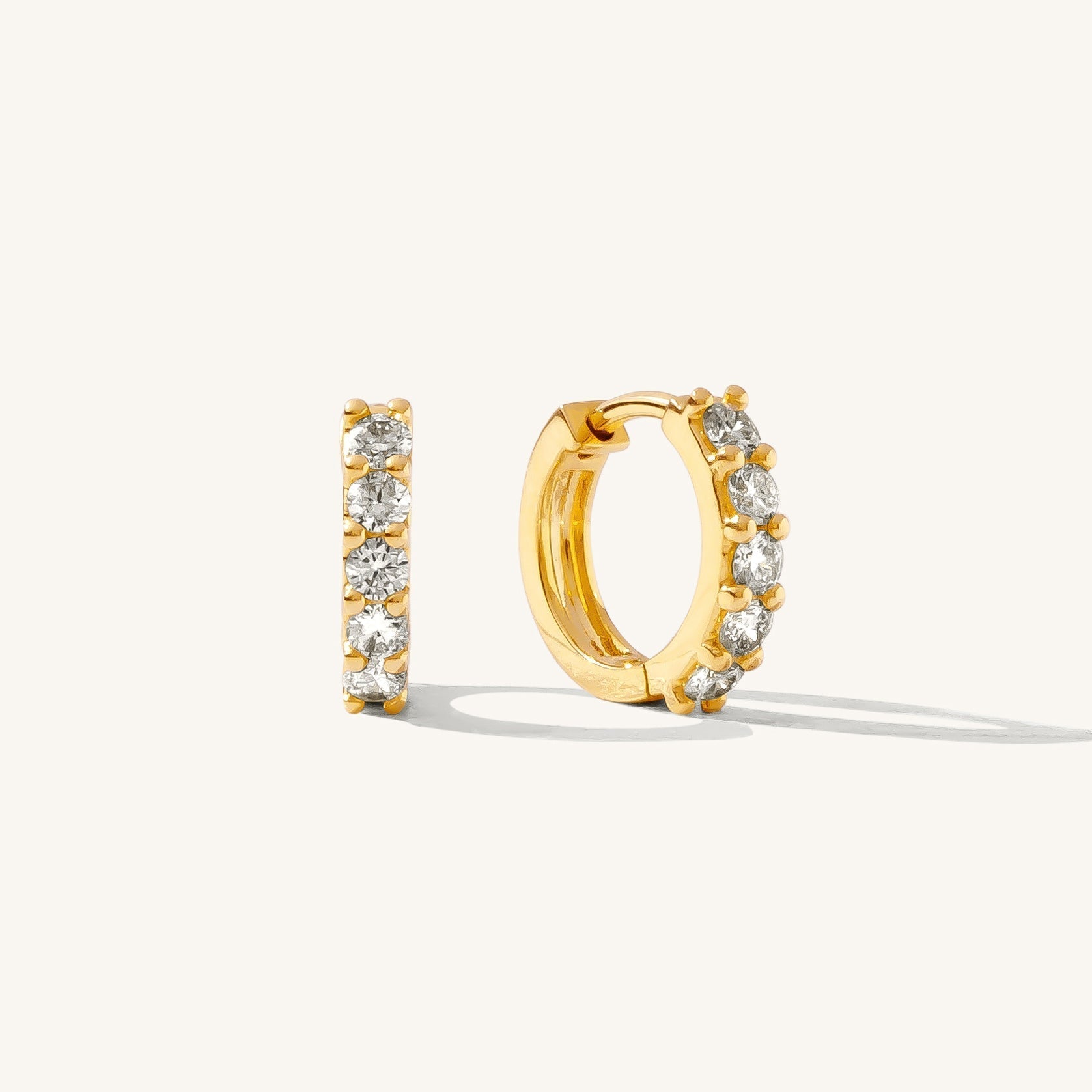 Chunky Diamond Huggie Hoop Earrings