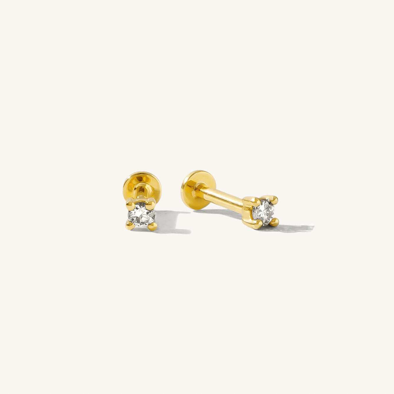 Diamond Prong Flat Back Stud Earring
