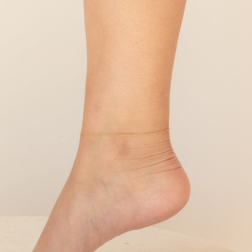 14K Gold Dainty Chain Anklet