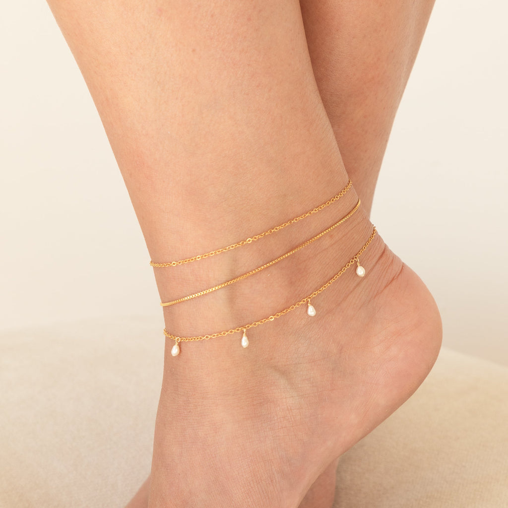 14K Gold Dainty Chain Anklet