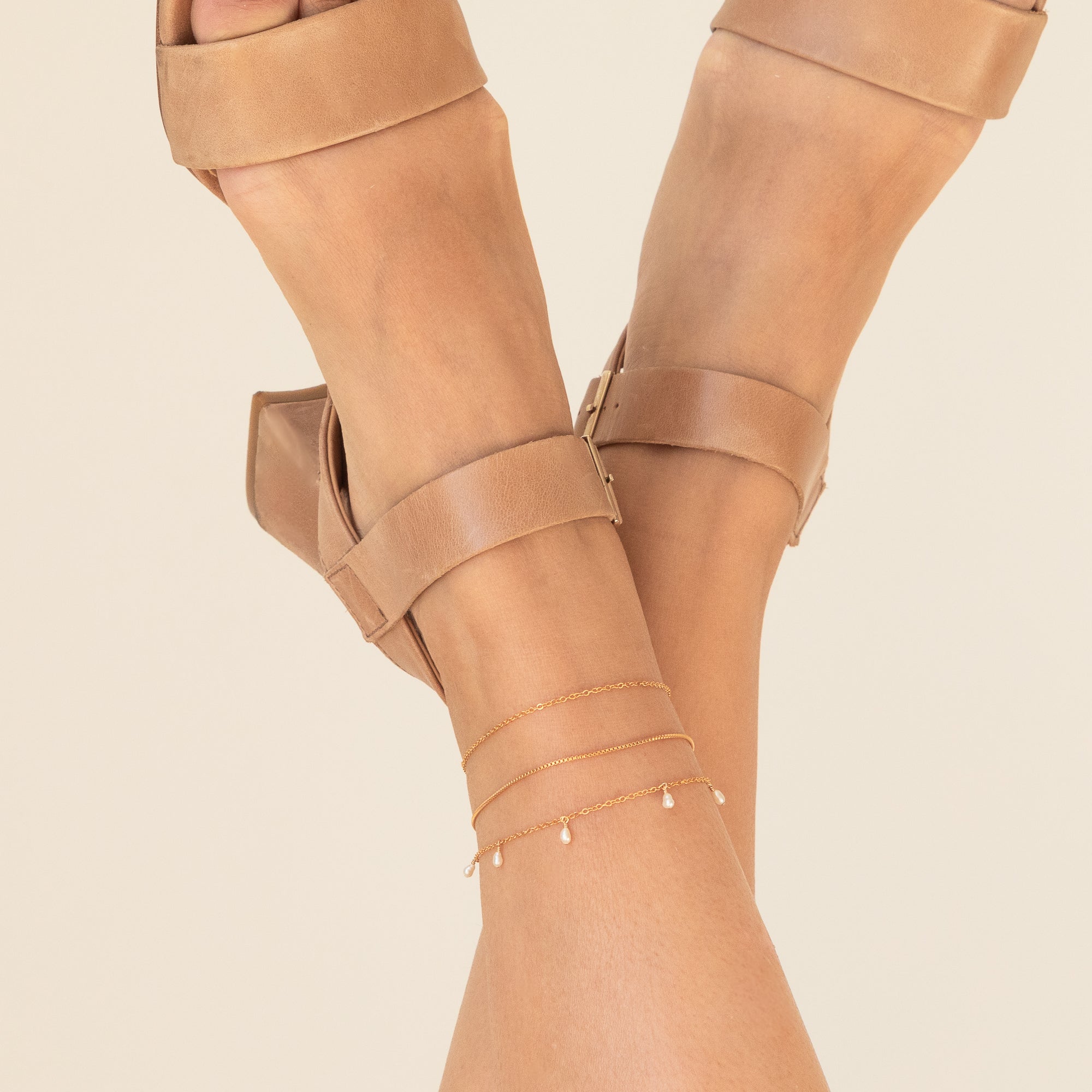 14K Gold Thin Box Chain Anklet