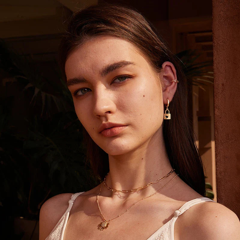 Heart Lock Hoop Earrings – Symbol of Love & Elegance