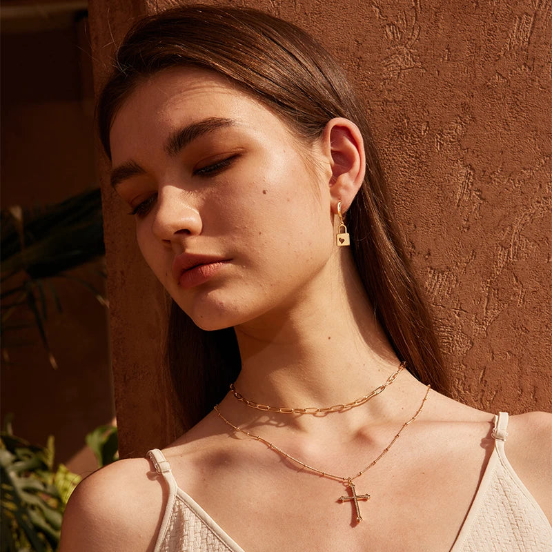 Heart Lock Hoop Earrings – Symbol of Love & Elegance